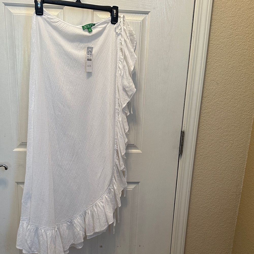J. Crew Asymmetrical White Ruffle Skirt Dress Combo NWT Size XS